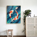 Oil Paint By Numbers Koi Fish Frameless Picture Craft Kit for Home Living Room