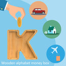 Creative Saving Box 26 English Alphabet Wooden Money Storage Box Jar (K) Newly