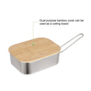 Stainless Steel Portable Wooden Cover Storage Box Food Container Lunch Box