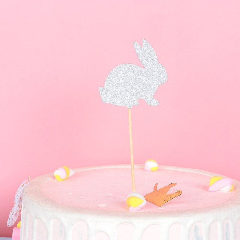 Easter Ornament Glitter Rabbit Cupcake Cake Toppers Happy Easter Rabbit