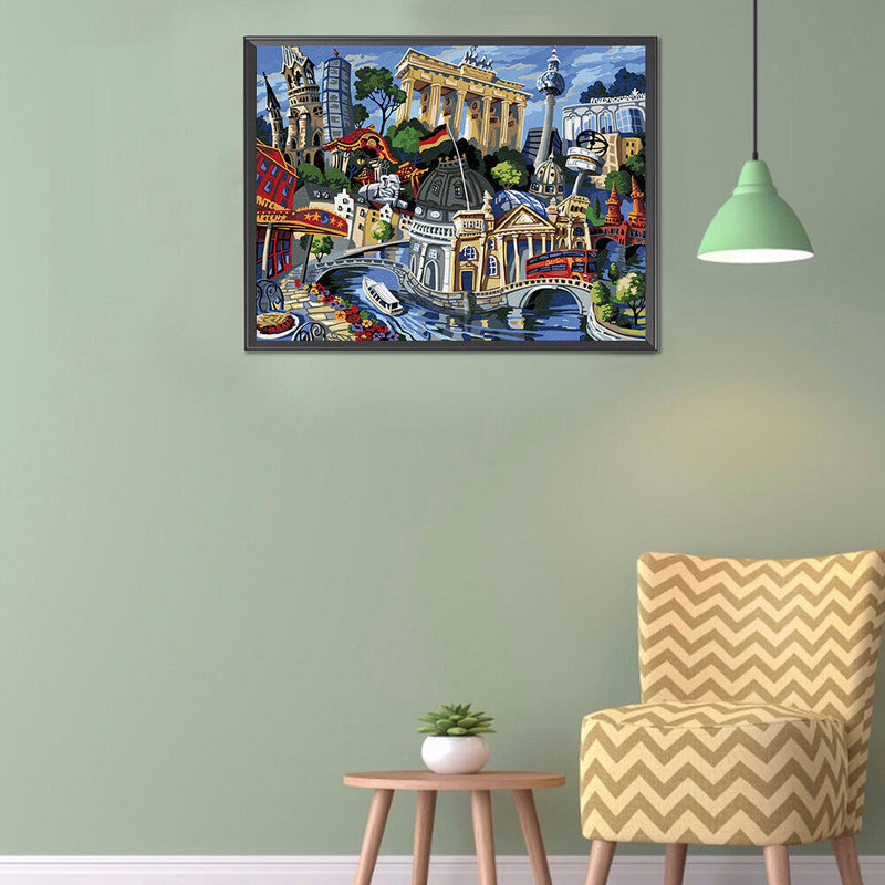 Old Buildings Oil Paint By Numbers Kits DIY Handpainted on Canvas Wall Art