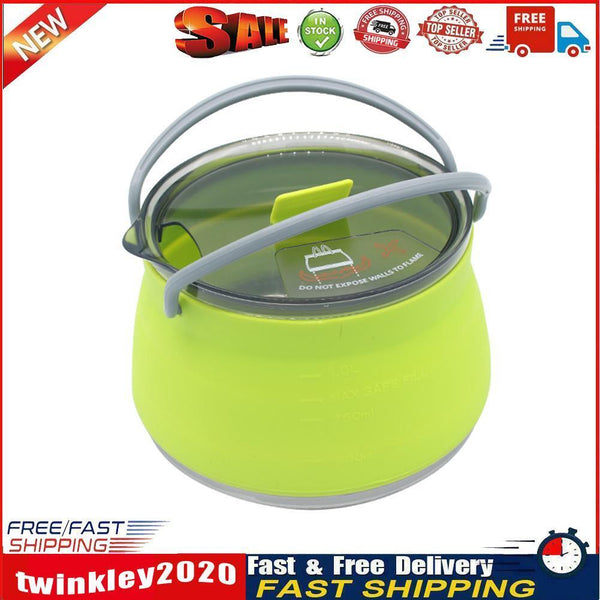 Silicone Folding Kettle Portable Tea Mini Boiling Pot (Fluorescent Green) Newly