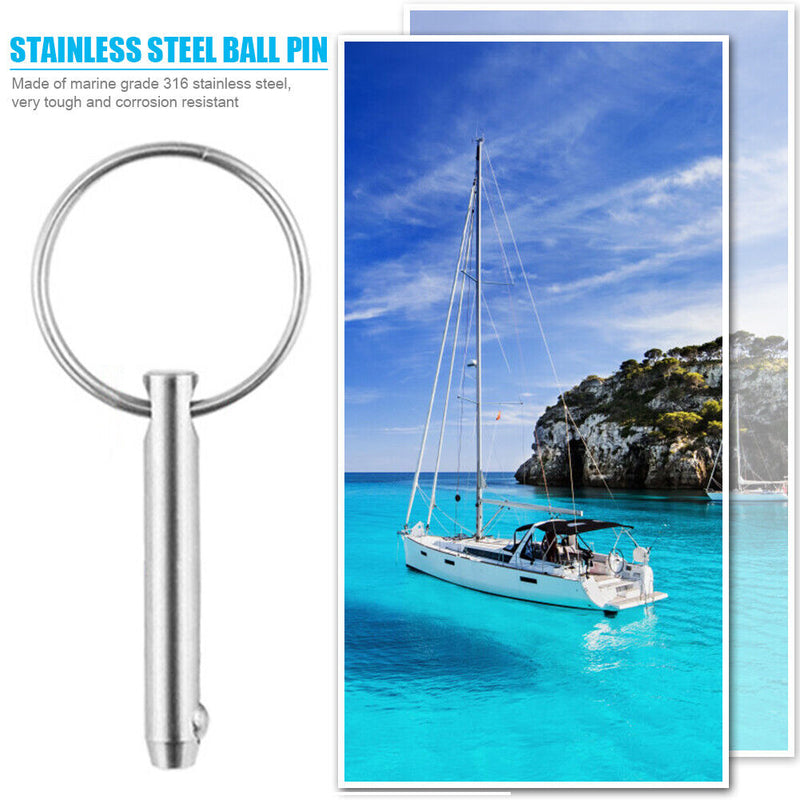 Stainless Steel Boat Quick Release Ball Pin Bimini Top Deck Hinge Hardware Newly
