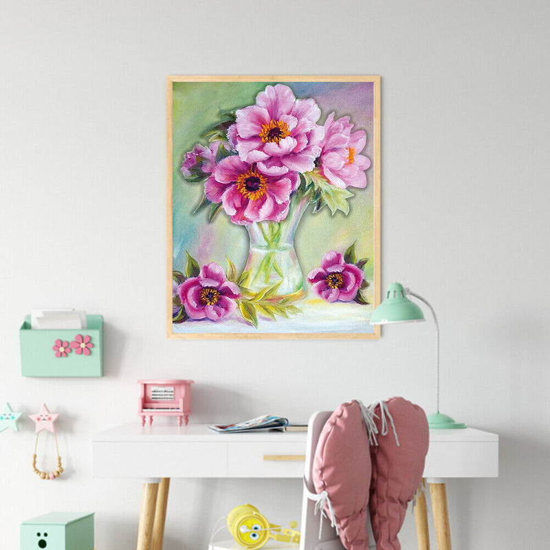 Paeonia Flower Series Oil Paint By Numbers Kit Frameless Drawing Picture Decor