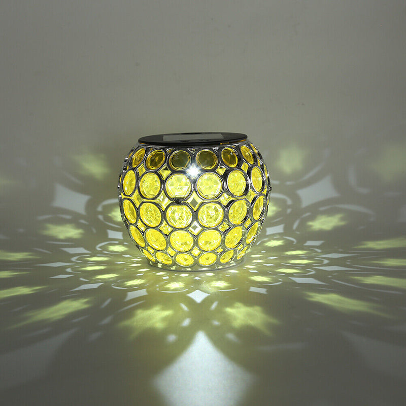 Solar LED Hollow Hanging Ball Light Outdoor Waterproof Garden Lamp (Yellow)
