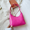 Fashion Women Casual Solid Color Patent PU Leather Hobos Shoulder Underarm Bag