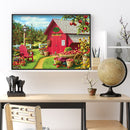 5D DIY Full Drill Round Shape Orchard House Rhinestone Diamond Drawing for Home