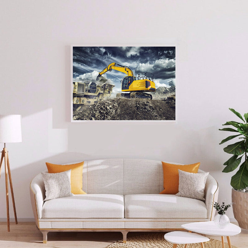 DIY Diamond Painting Kits Full Round Drill Working Excavator Home Decoration Set