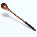 Long Handle Spoon Wood Soup Coffee Tea Kitchen Tableware (Old Paint Black)