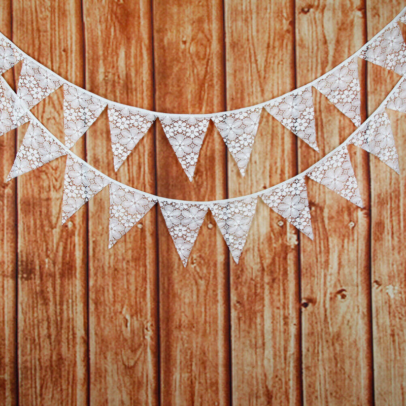 3.2m 12 Flags White Lace Flag Banner  Pennant Wedding/Birthday Party Decor
