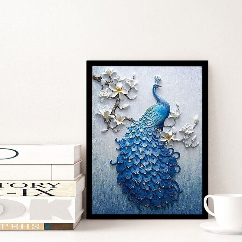5D DIY Full Drill Diamond Painting Blue Peafowl Cross Stitch Embroidery Home Whale