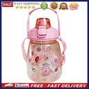 1300ml Drinking Water Bottle with Stickers Straw Cute Big Belly Water Jug C