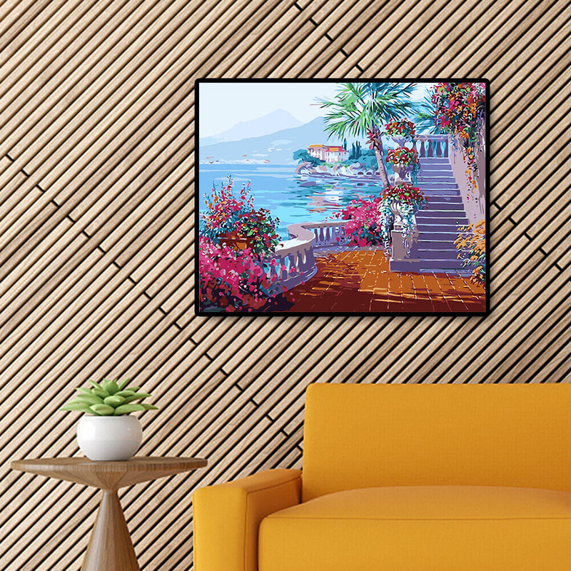 DIY Painting By Numbers Kit Hand Painted Castle Wall Art Craft Living Room Decor