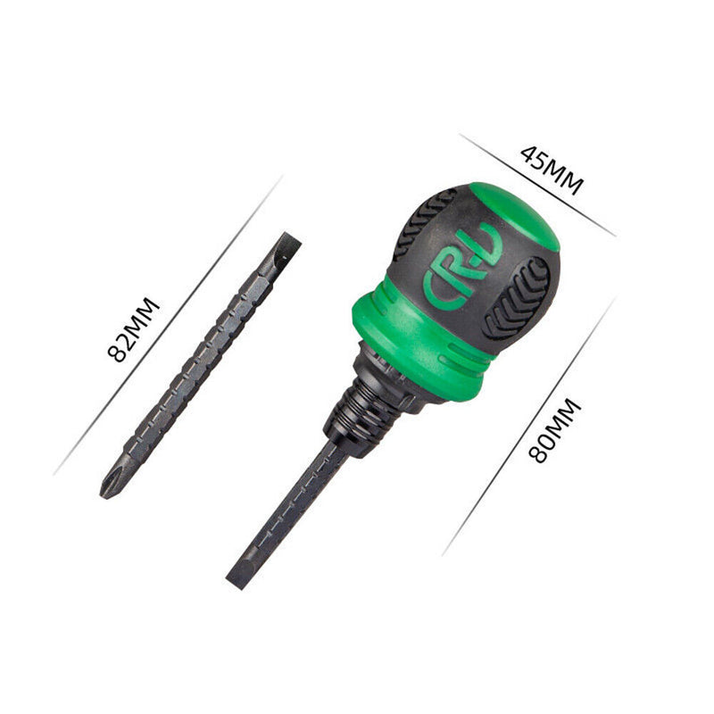 Dual Purpose Slotted Phillips 2 in 1 Mini Ratchet Screwdriver Tool (Green) Newly