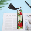 Tassel Red Flowers Leather DIY Special Shape Diamond Painting Bookmark Art Craft