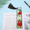 Tassel Red Flowers Leather DIY Special Shape Diamond Painting Bookmark Art Craft