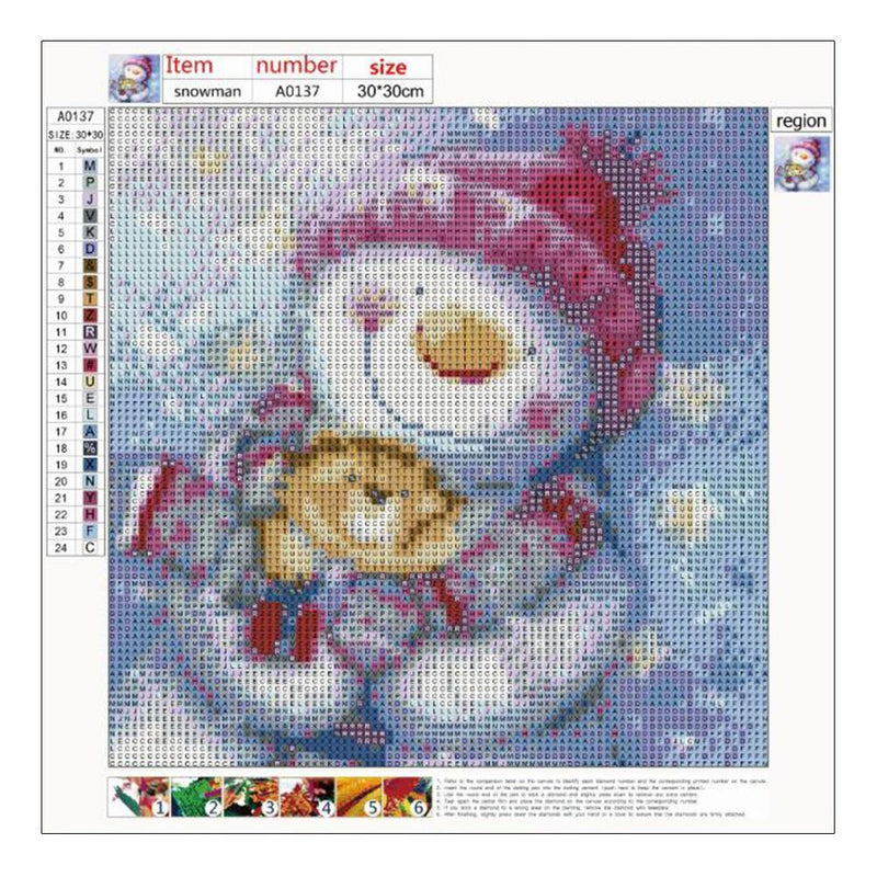 5D DIY Full Drill Diamond Painting Christmas Snowman Cross Stitch Embroider