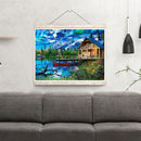 5D DIY Riverside House Full Round Diamond Painting Mosaic Picture Rhinestone