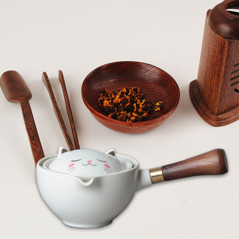 Portable Chinese Gongfu Kung Fu Tea Set Rotating Ceramic Teapot Teaware (O)