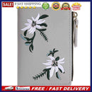 Flowers Embroid Women Short Wallet PU Leather Coin Card Holder Clutch/Grey