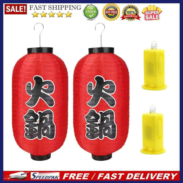 2x Hanging Lantern Cloth Decorative Ornaments with LED Wicks Festival Suppl
