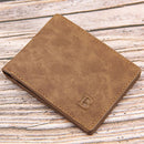 Men Thin Wallets Letters Mini Coin Purse Bifold Zipper Card Holder (Coffee)