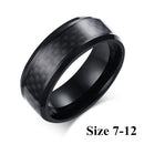 Engagement Stainless Steel Punk Wedding Band Carbon Fiber Ring Men Ring Black