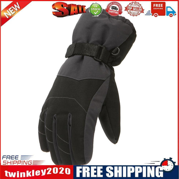 2pcs Kid Winter Thickened Warm Ski Gloves Waterproof Mittens (Black 7-12Y)