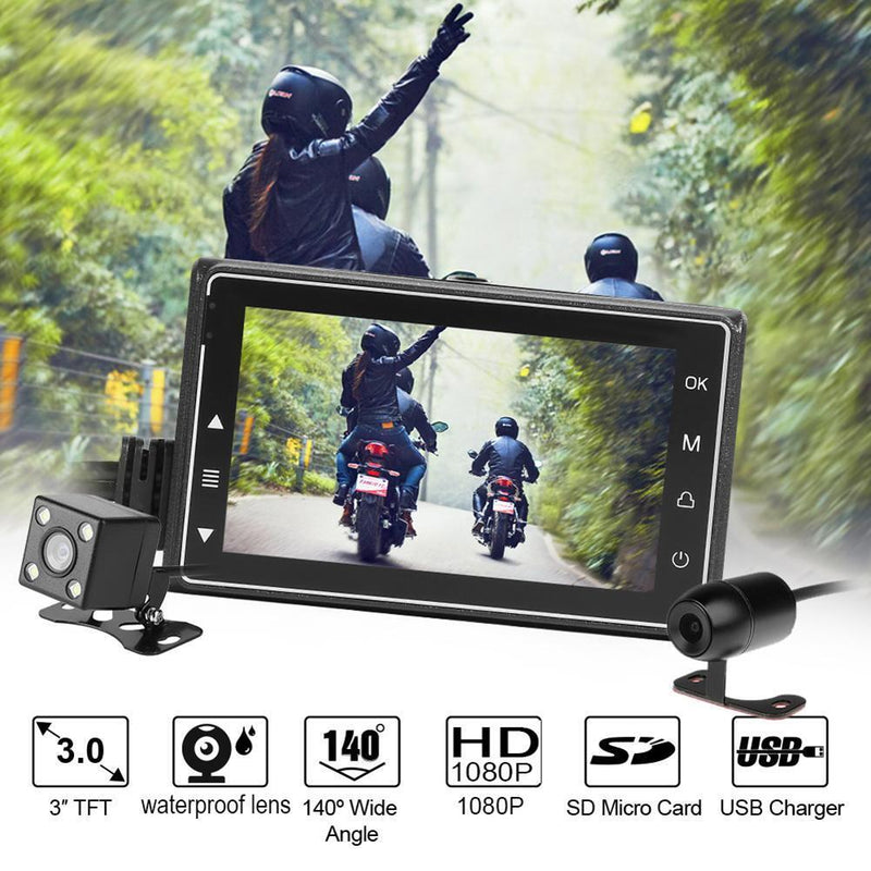 SE600 Motorcycle DVR Front+Rear View Dual Cameras Dash Cam G-Sensor Recorder