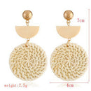 Rattan Earrings Handmade Boho Geometric Statement Woven Dangle Drop Earrings