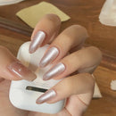 Wearable Full Cover Medium Long Length French Cat Eye Press on Nails False Nail