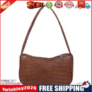 Retro Alligator Leather Handbag Women Casual Tote Shoulder Bag (Dark Brown)