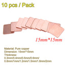 10 pcs 15mmx15mm 0.3mm  Heatsink Copper Shim Thermal Pads for Laptop Newly