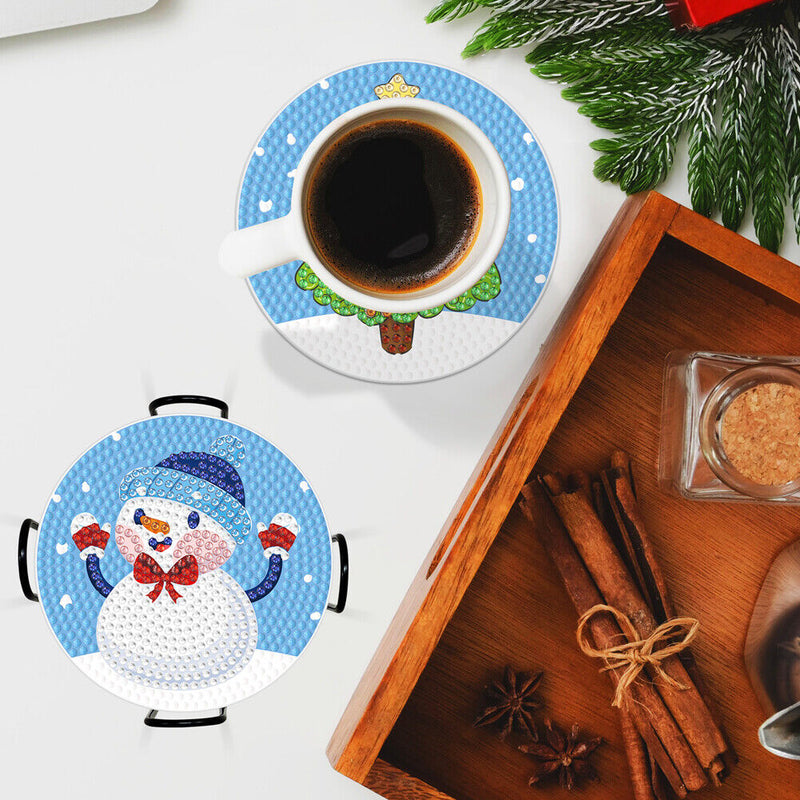 DIY Acrylic Diamond Coaster Set Christmas Style (8 Piece Set 1 Rack) (BD205)