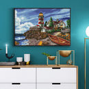 14CT Seaside Lighthouse Counted Cross Stitch Full Embroidery Kit DIY Needle