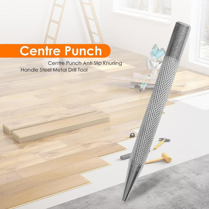 Automatic Centre Punch Anti Slip Knurling Handle Steel Metal Drill Tool