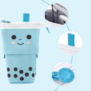 Pencil Case Standing Stationery Bag-Transformer Bag Smile Face Dot Organizer