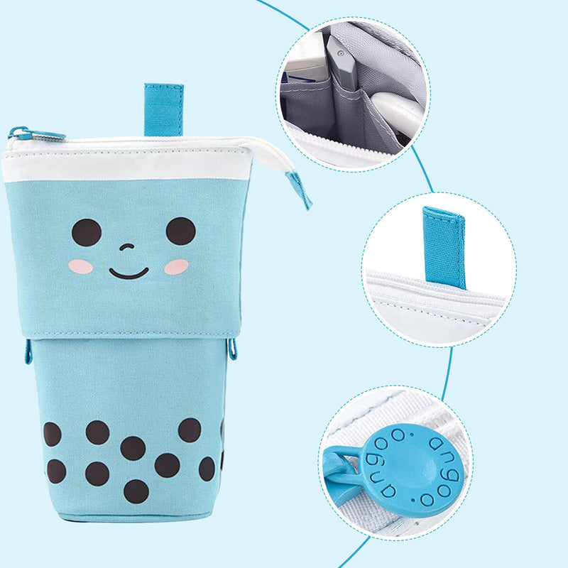 Pencil Case Standing Stationery Bag-Transformer Bag Smile Face Dot Organizer