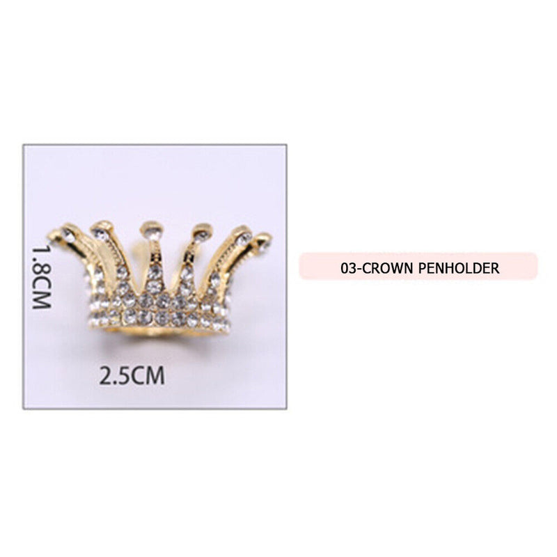 Rhinestones Crown Nail Art Brush Holder Manicure Painting Pens Displayer Stan