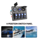 4 Gang Rocker Switch Panel Outlet Combination Switch (Blue Digital Display)