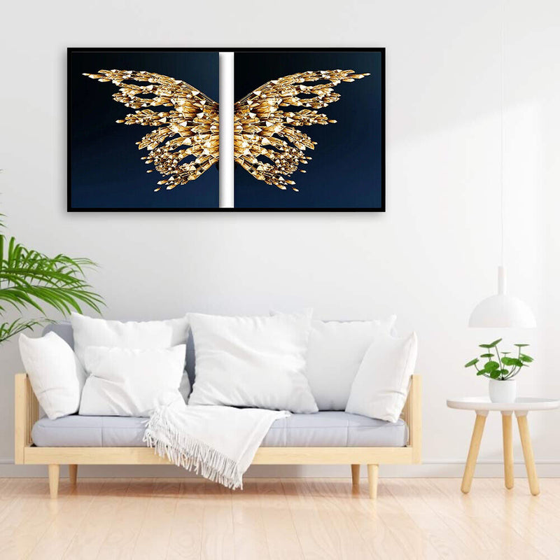 Handpainted DIY Golden Butterfly Oil Paint by Numbers Kit Pictures Craft Gi