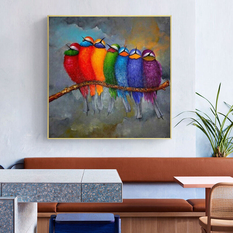 DIY Printed Colorful Bird Cross Stitch Full Embroidery Canvas Home Wall Dec