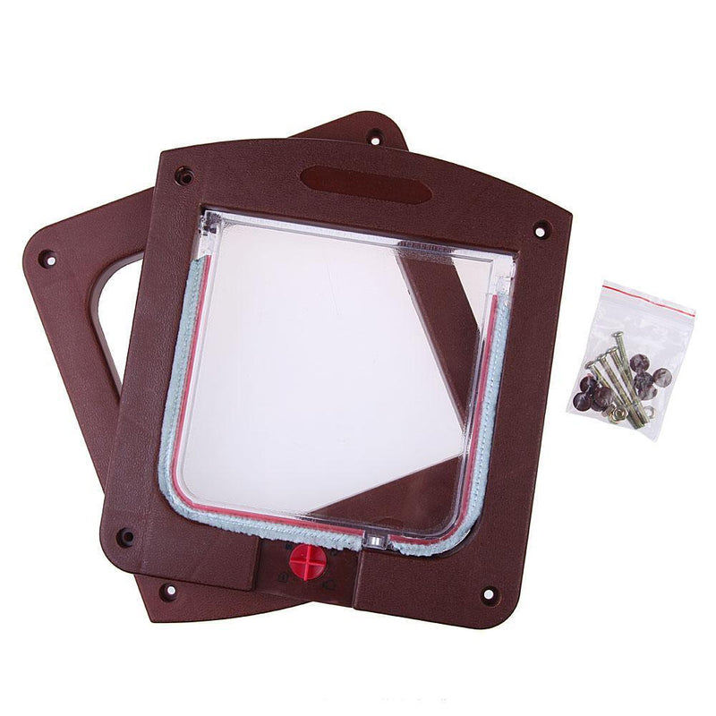 Lockable Cat Flap Door Kitten Dog Pet Lock Suitable for Any Wall Coffee