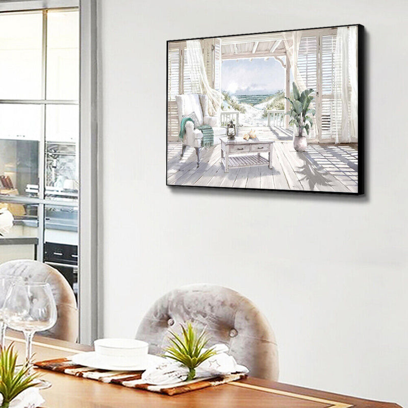 Balcony Sea View Paint By Numbers Kit DIY Frameless Art Picture On Canvas