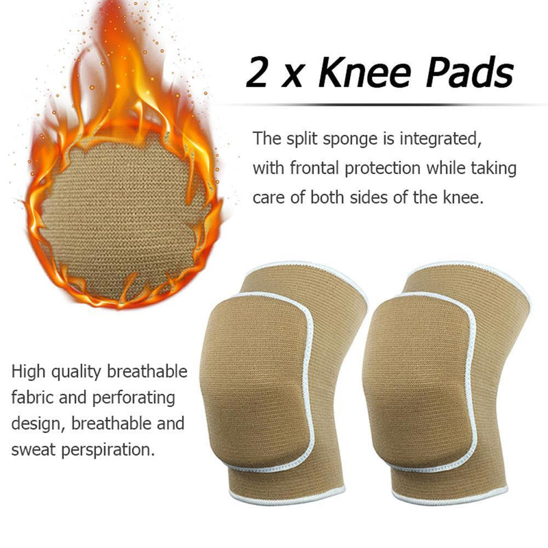 2pcs Warm Knee Support Kneepad Breathable Basketball Knee Pad Strap (Camel)