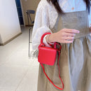 Children PU Mini Messenger Bag Lady Casual Flap Crossbody Bag (Red)