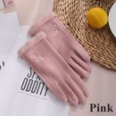 Skin-friendly Embroidered Touch Screen Plush Winter Warm Gloves For Women