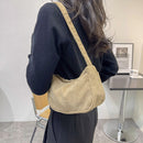 Ladies Fashion Corduroy Solid Color Shoulder Underarm Bag Women Small Handbags