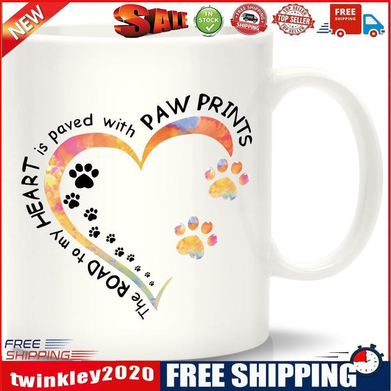 DIY Customized 11oz Ceramic Cup Love Dog Paw Coffee Breakfast Milk Tea Mugs