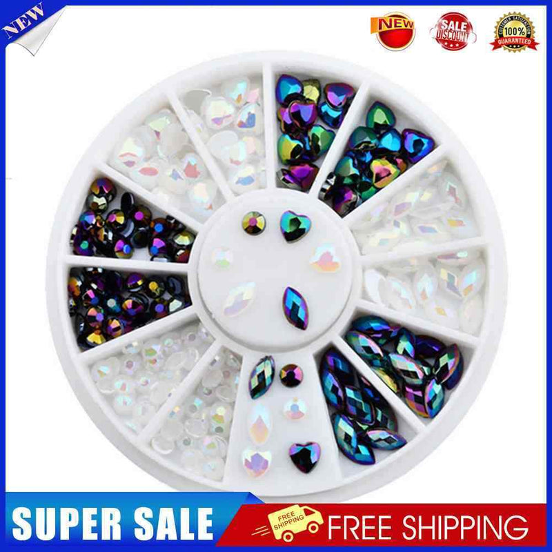 Multi-grids Peach Heart Round Nail Art Decorations Rhinestone Nail Ornament